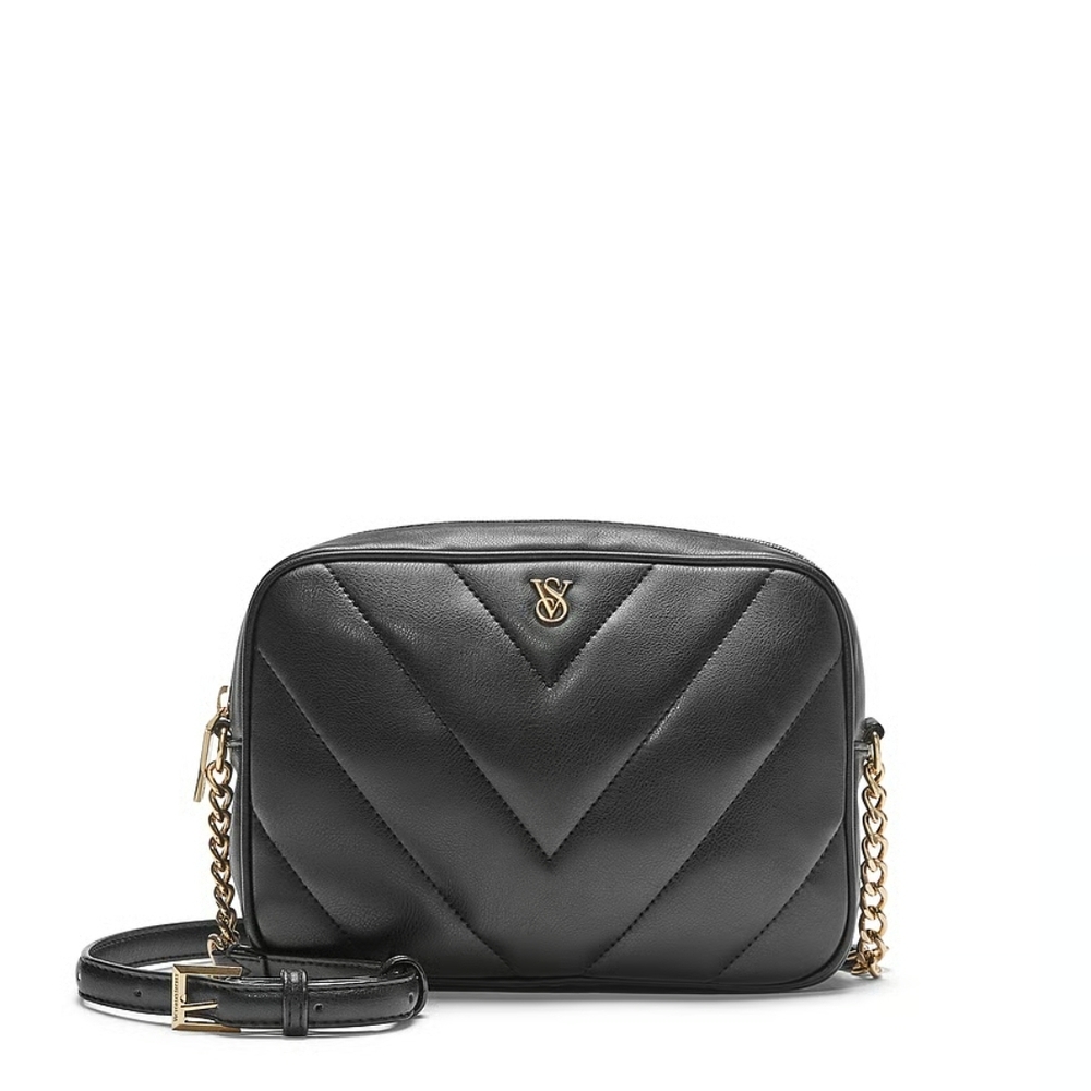 NWT!Victoria's Secret Black Chevron Crossbody Bag - Picture 3 of 9